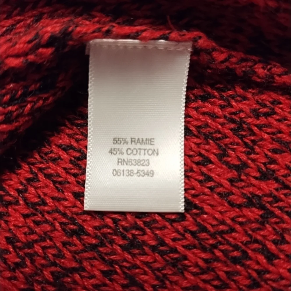 CJ Banks Ramie Knit Sweater Vest 1X  Red/Black Hand Embroidered Full Zip
